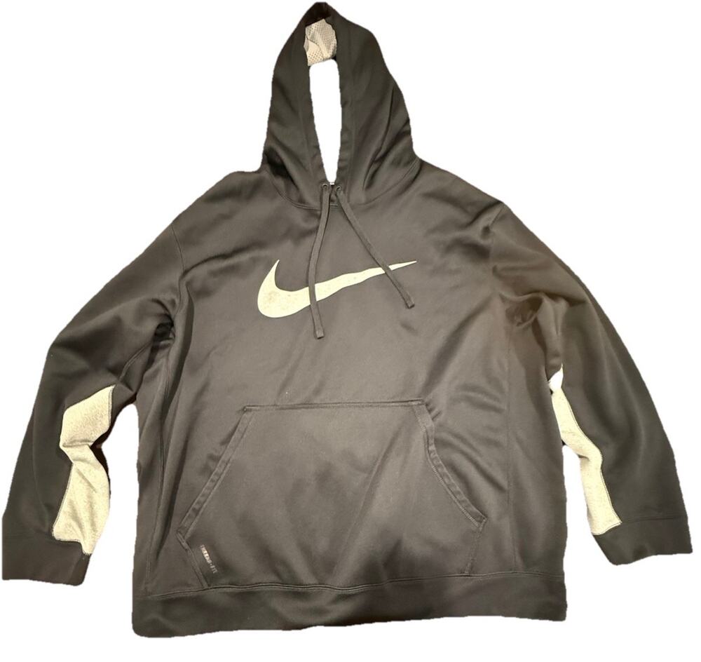 Nike Therma Fit Hoodie XXL Black Pullover Swoosh Sweatshirt